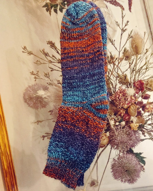 Burnt orange and blue Knotty socks