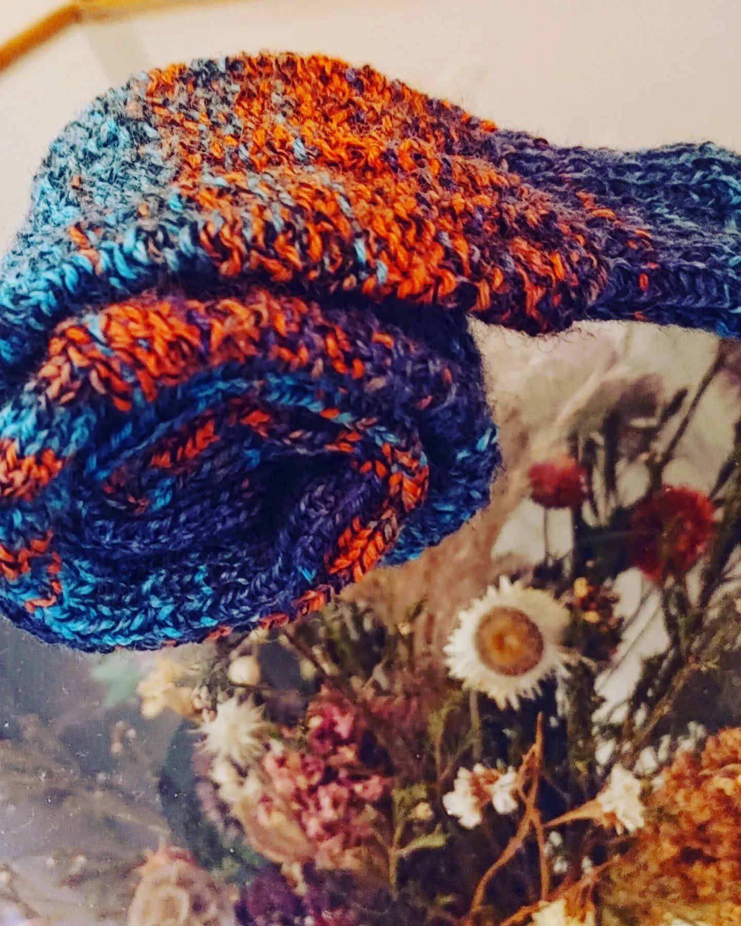 Burnt orange and blue Knotty socks