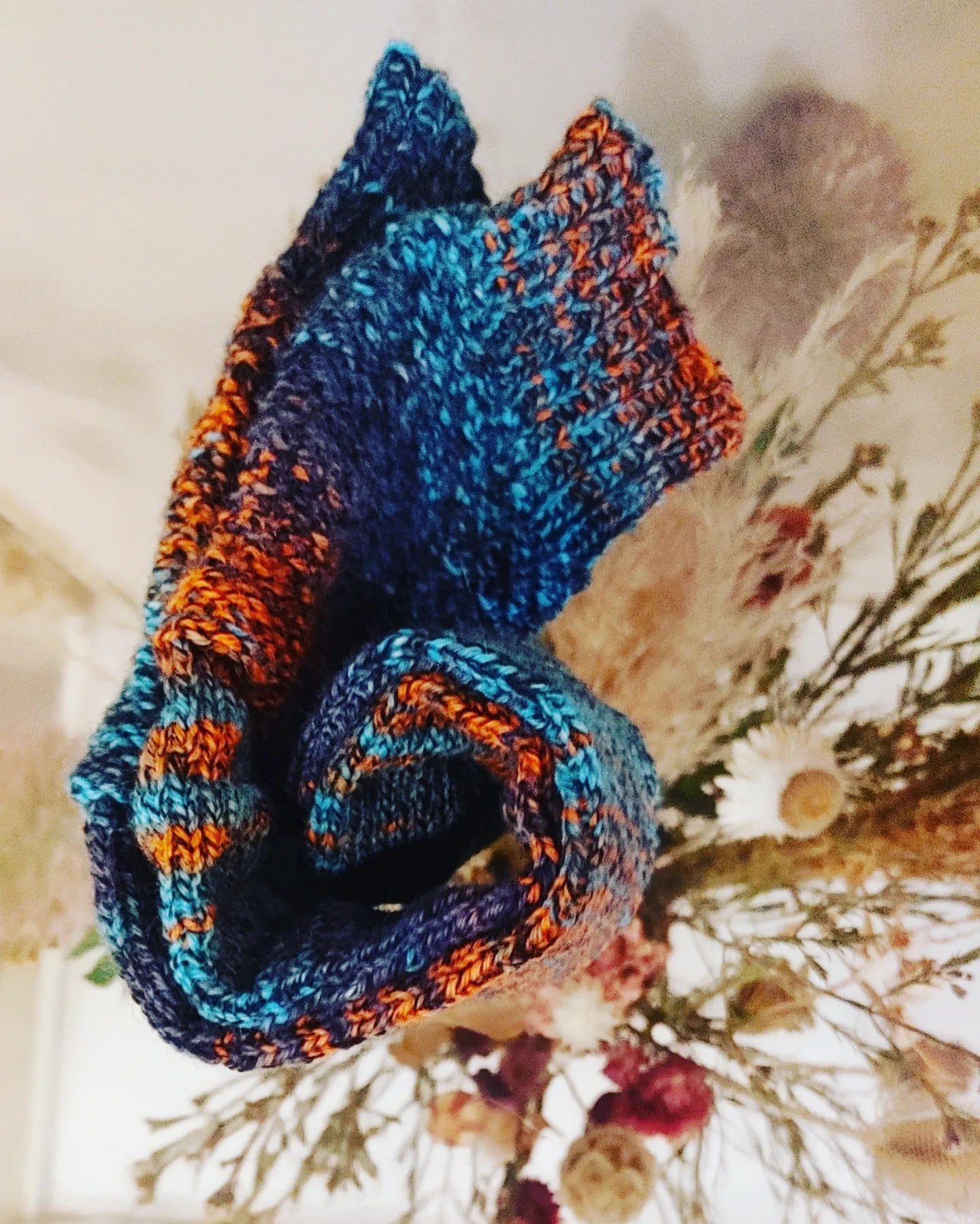 Burnt orange and blue Knotty socks